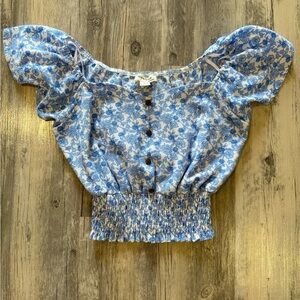 Monteau Los Angeles | Floral Blue Top